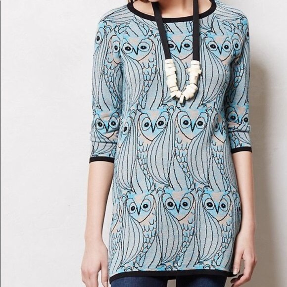 Anthropologie Sweaters - ANTHROPOLOGIE Monogram Nested Owl Tunic Sweater M